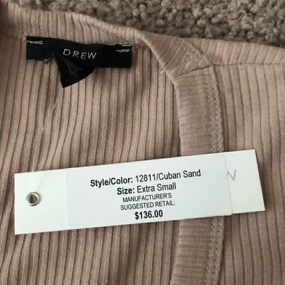 Drew Bodysuit XS NWT Sleeveless V-Neck Ribbed Cuban Sand Neutral Minimalist - Picture 5 of 10